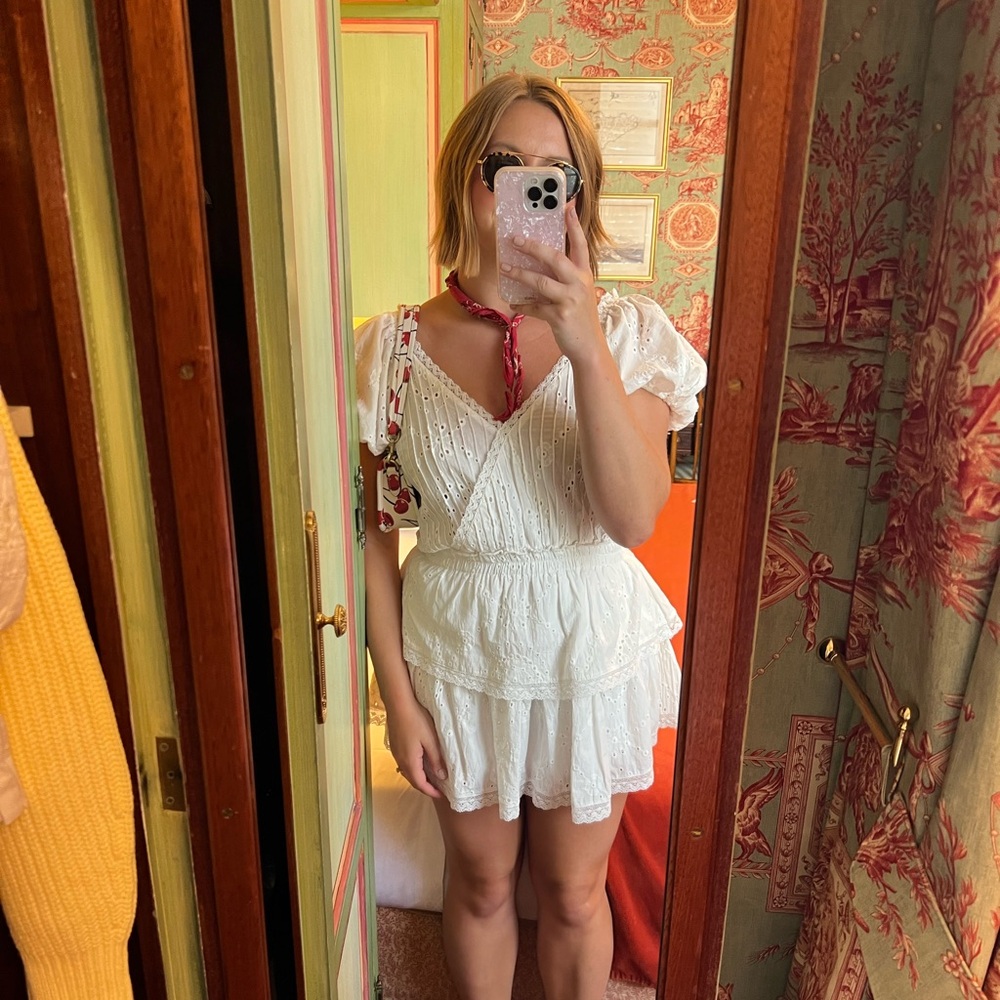 White Eyelet Ruffle Dress